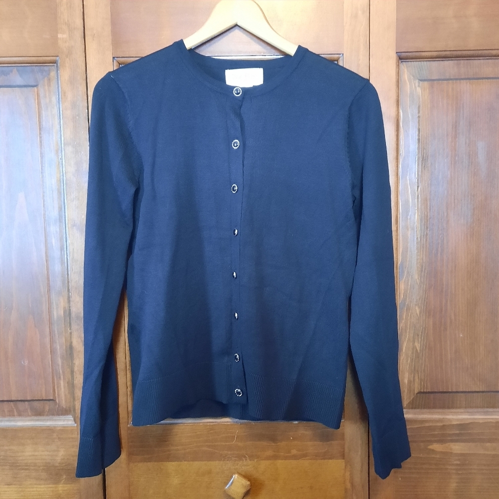 🛍 Dear Rose New York Black Button Front Knit Cardigan Sweater Size Small